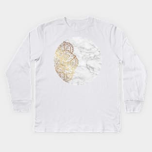 Mandala Gold Marble Kids Long Sleeve T-Shirt